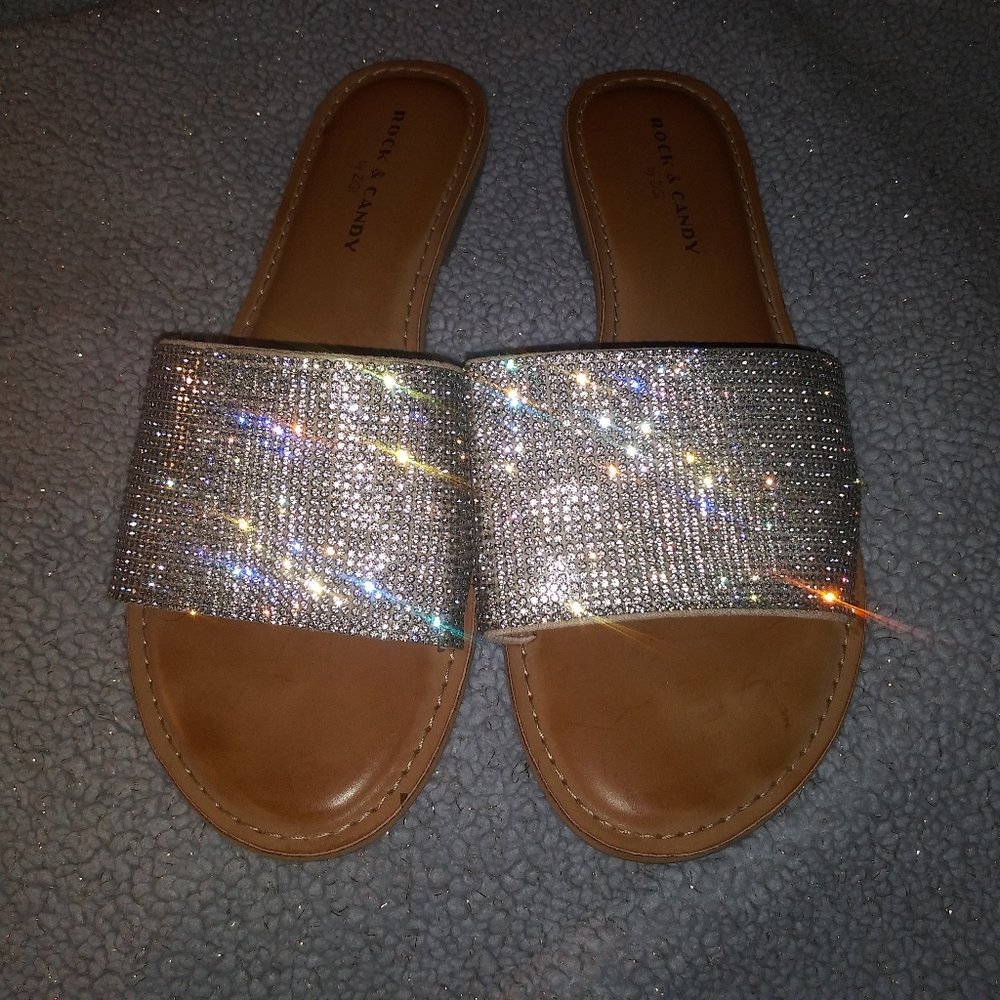 Sparkly Flat Sandals Size 9